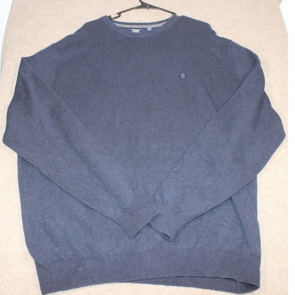 Izod Mens Navy Blue Crewneck Sweater Size 2XLT Tall Cotton Blend Knit Pullover